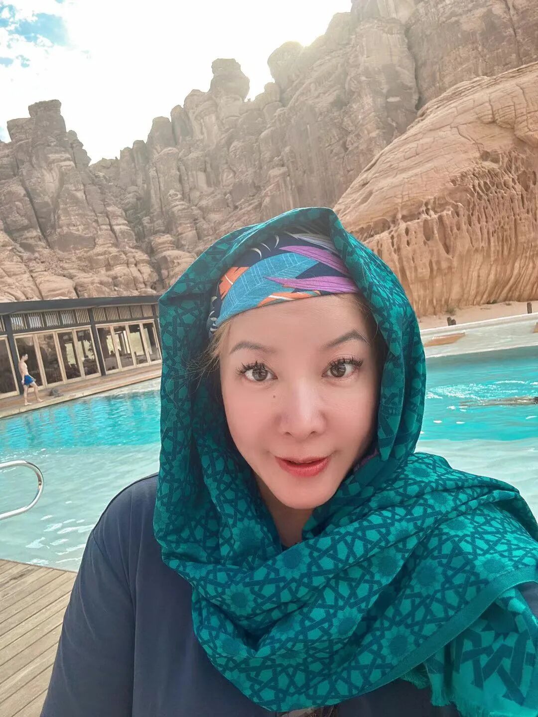 A personal poolside moment during the journey.