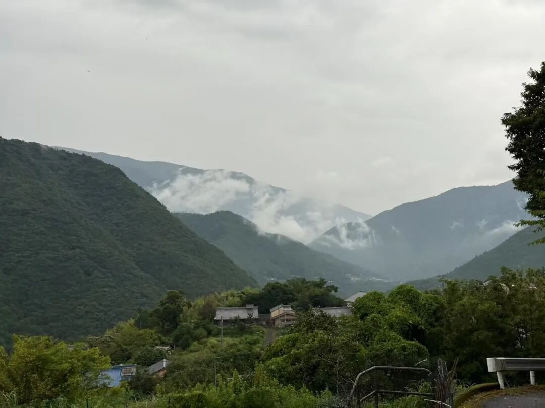Clouds over the hills near the end of my journey.